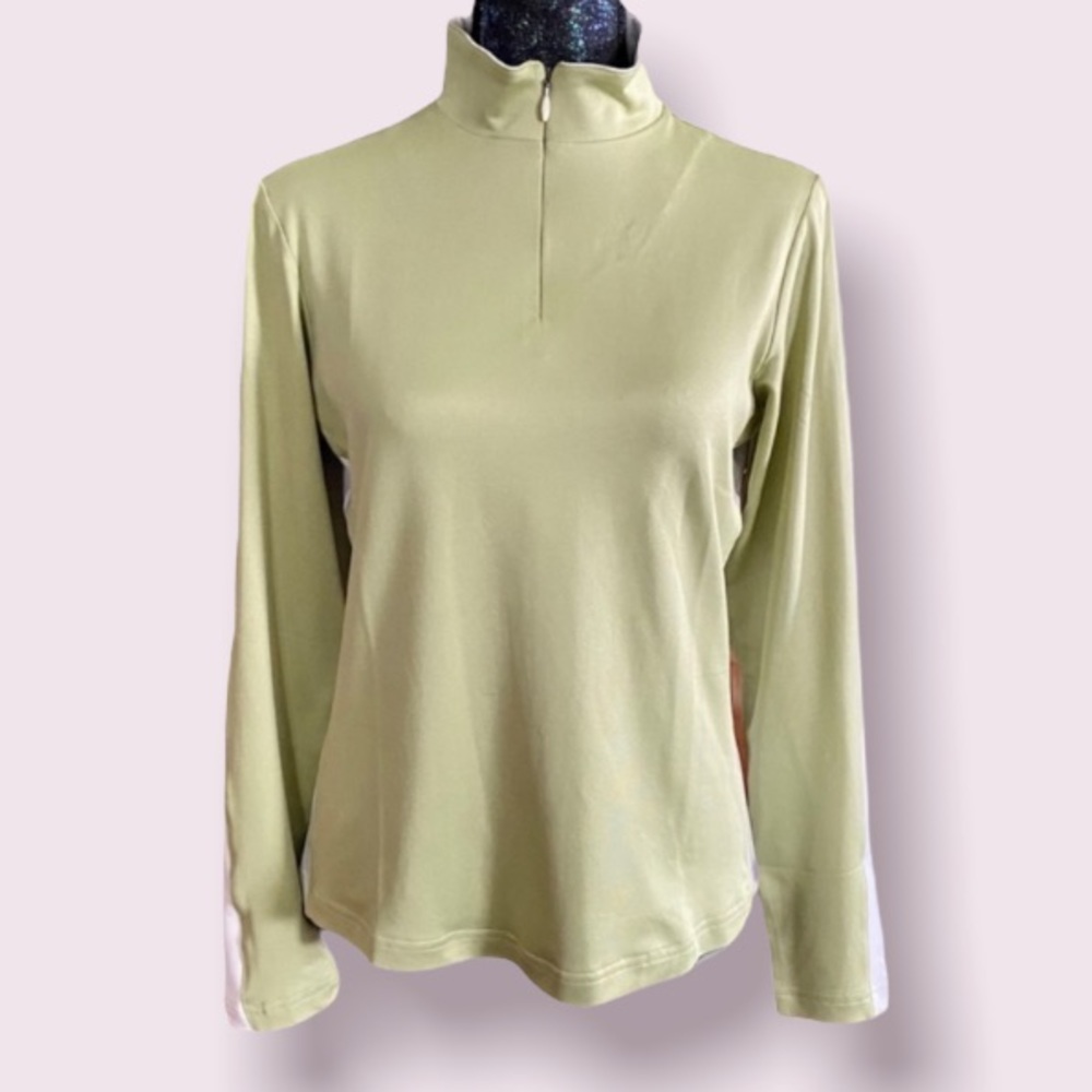 Adidas ClimaWarm Zip Mock Shirt in Cactus & White